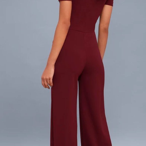 Alleyoop Burgundy Off-the-Shoulder Jumpsuit - Picture 2 of 4